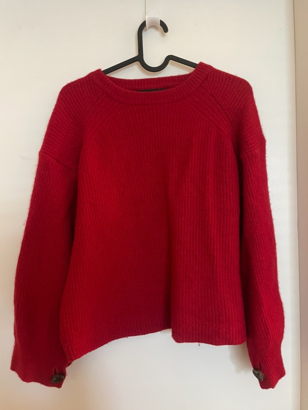 Vintage Red Sweater Buttons on Sleeve